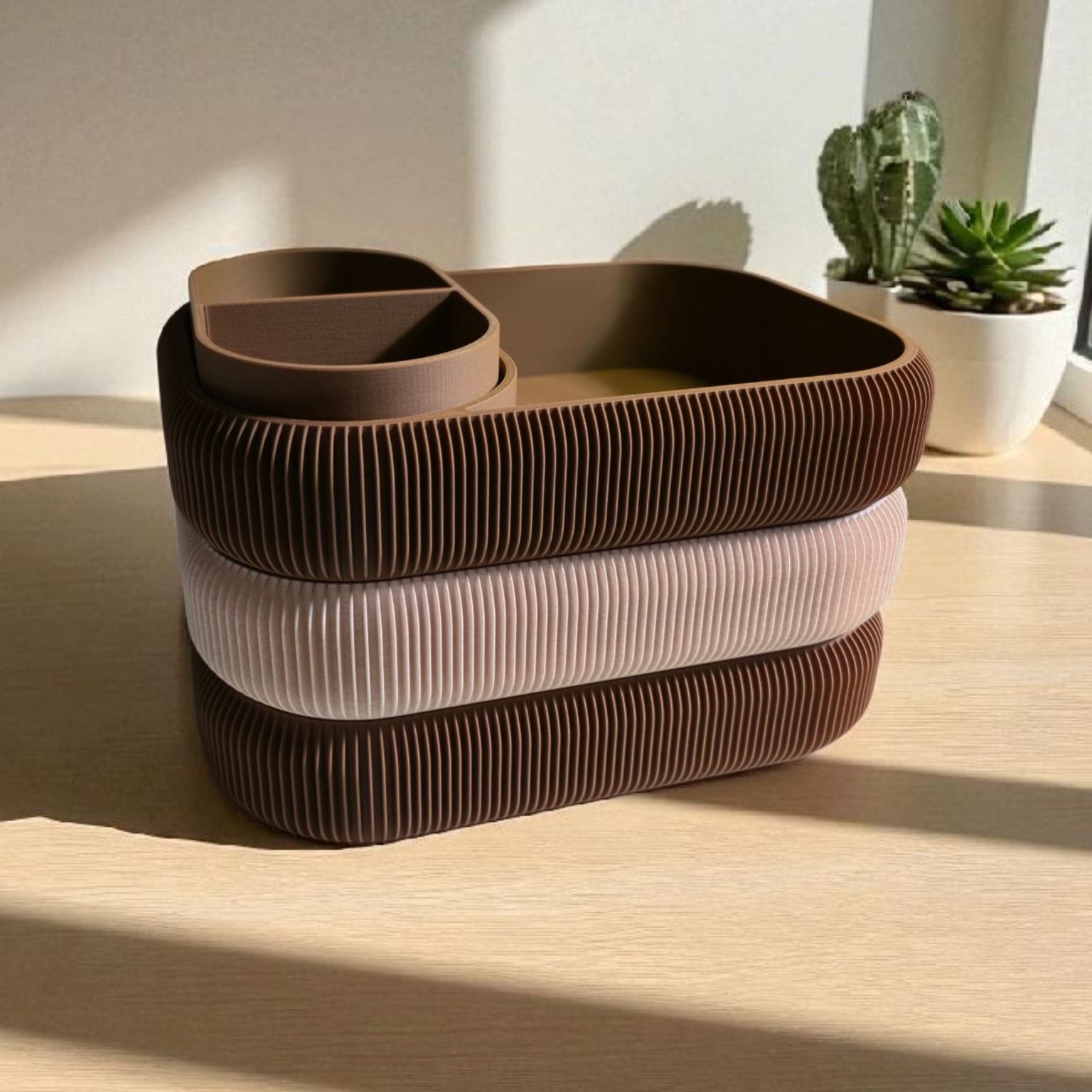 Organiseur 3 niveaux – Plateau design nervuré en PLA écologique