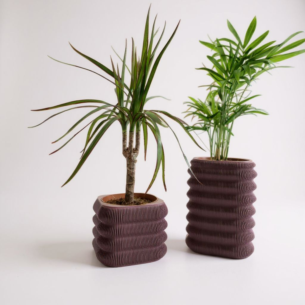 Écorce Urbaine – Duo de cache-pots décoratifs en PLA mat