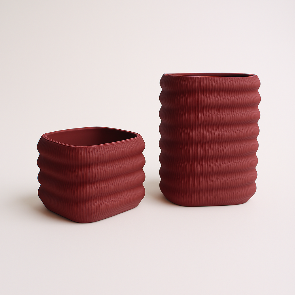 Écorce Urbaine – Duo de cache-pots décoratifs en PLA mat